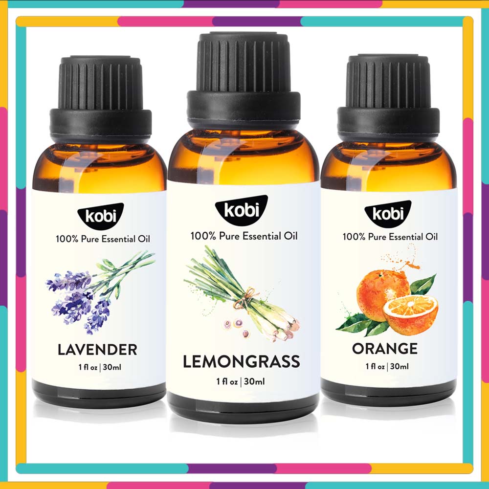 Combo 3 Tinh Dầu Kobi Nhập Khẩu Ấn Độ: Tinh Dầu Sả Chanh + Tinh Dầu Oải Hương + Tinh Dầu Cam Ngọt - Tinh dầu thiên nhiên nguyên chất