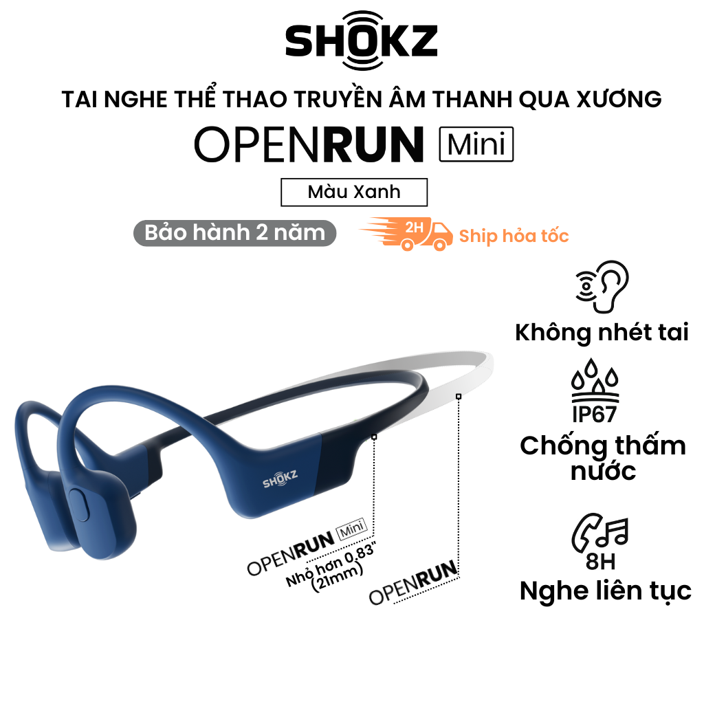 Tai Nghe Bluetooth Thể Thao Dẫn Truyền Âm Thanh Qua Xương SHOKZ OPEN RUN MINI S803 - Hàng Chính Hãng - Kháng nước IP67 - Sạc nhanh- Pin sử dụng trong 8 tiếng