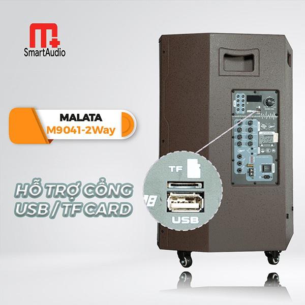 Loa kéo Malata M+9041 - Loa kéo di động bass 4 tấc có Reverb - Tặng kèm 2 micro không dây - Công suất cực lớn