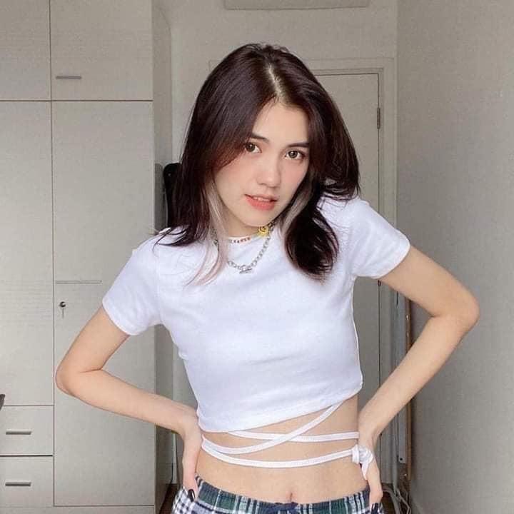 Áo thun croptop cộc tay nữ buộc dây eo sexy - Áo croptop phông thiết kế dây buộc eo điệu đà Ulzzang