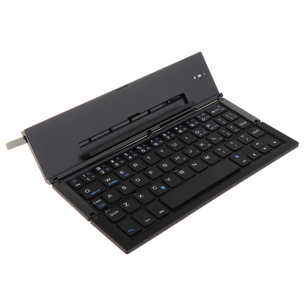 Foldable Tri-fold Bluetooth Keyboard Triple Wireless For PC Folding Black