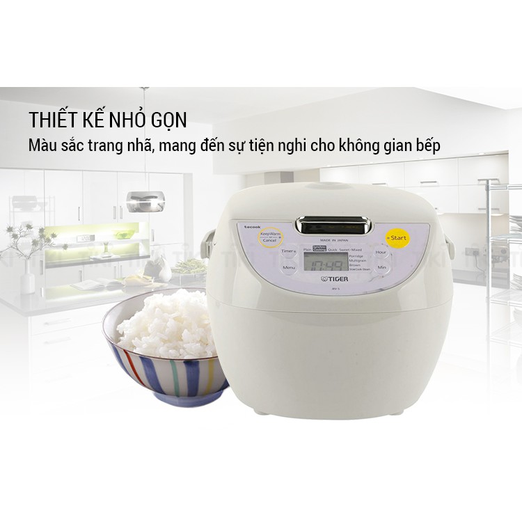 Nồi Cơm Điện Tử Tiger JBV-S10W - 1L - Hàng Chính Hãng