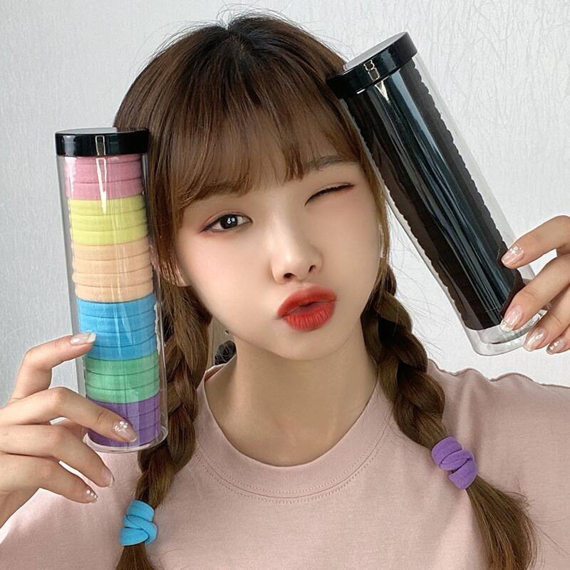 Set 20 Dây Chun Buộc Tóc Siêu Xinh Đựng Trong Hộp Ống Trong Suốt Tiện Lợi - Egreen Dùng 1 Lần