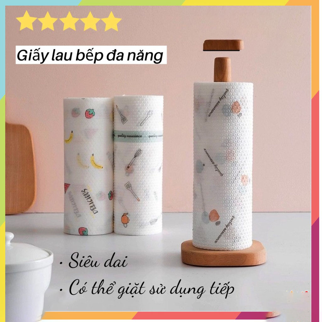 Khăn giấy lau đa năng lau bếp, lau tay cuộn trắng có thể giặt được và tái sử dụng cỡ 20cm