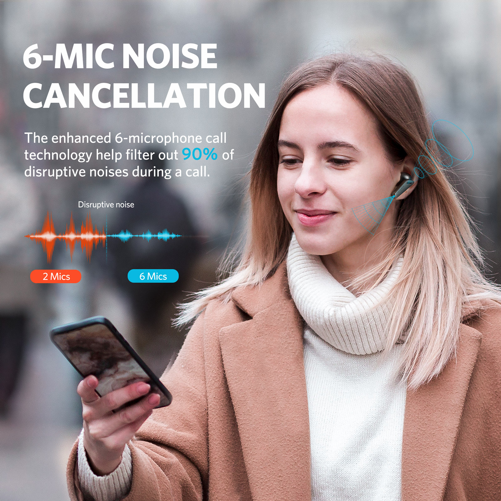 Tai nghe True Wireless EarFun Air Pro - Chống ồn chủ động ANC, Xuyên âm, Bluetooth 5.0, sạc Type-C, Pin 32 giờ, Chống nước IPX5 - Hàng chính hãng