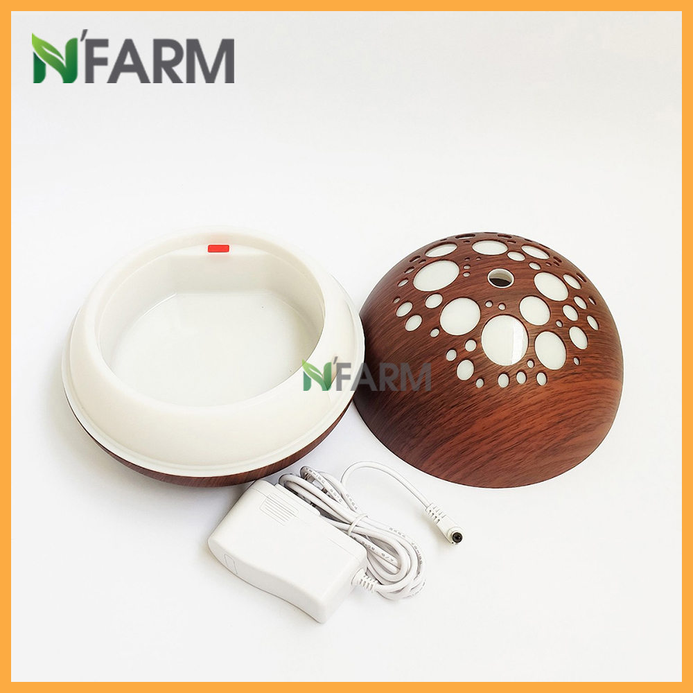 Máy khuếch tán/ máy xông tinh dầu Ánh Trăng màu gỗ nâu N'Farm NF2041 + tinh dầu cam N'Farm / Phun sương sóng siêu âm.