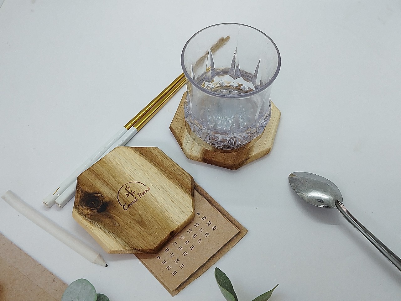 Miếng Lót Ly Cao Cấp Gỗ Tràm Siêu Bền Kháng Nước Cực Tốt Cmart Home
