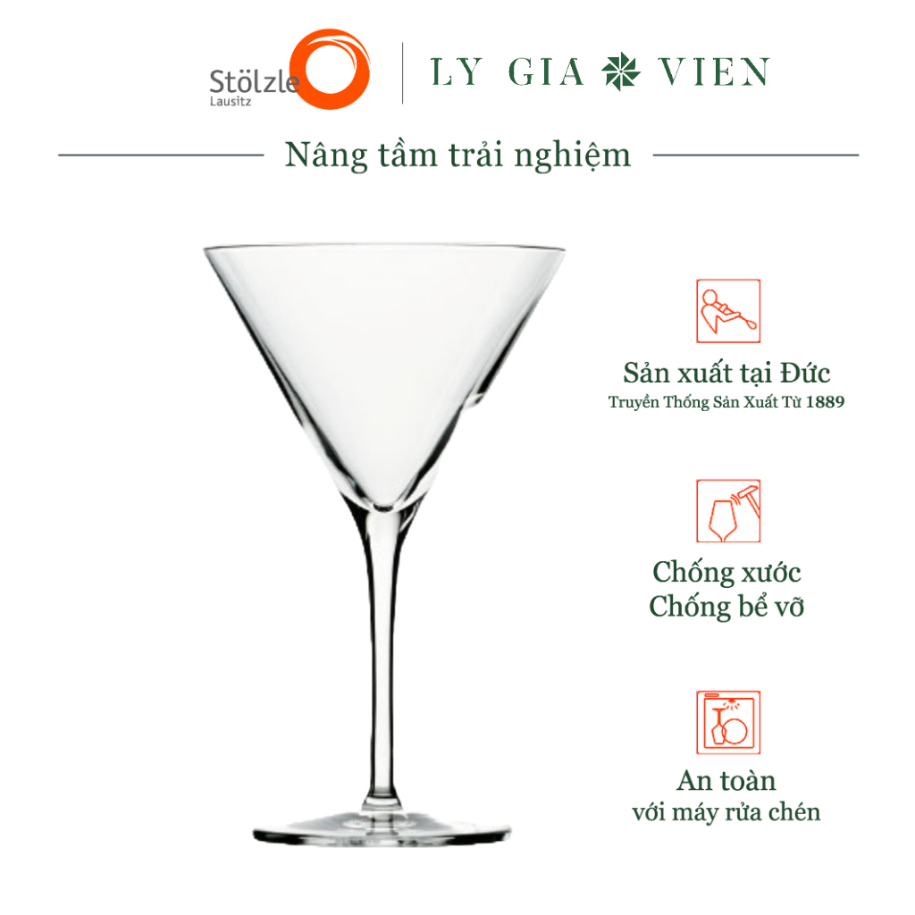 Ly Uống Cocktail Chuyên Nghiệp Stoelzle Professional Cocktail Glass 250ml - Thiết Kế Dạng Phễu Độc Đáo - An Toàn Với Máy Rửa Chén - Lý Tưởng Cho Các Loại Cocktail Cổ Điển Như Martini Và Manhattan