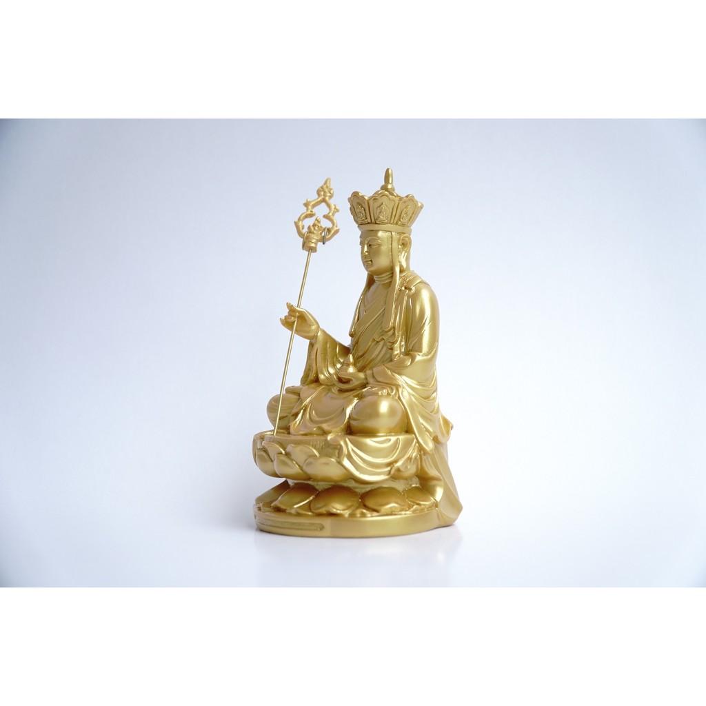 Tượng Phật Địa Tạng Vương Bồ Tát ngồi nhũ vàng - Cao 17cm