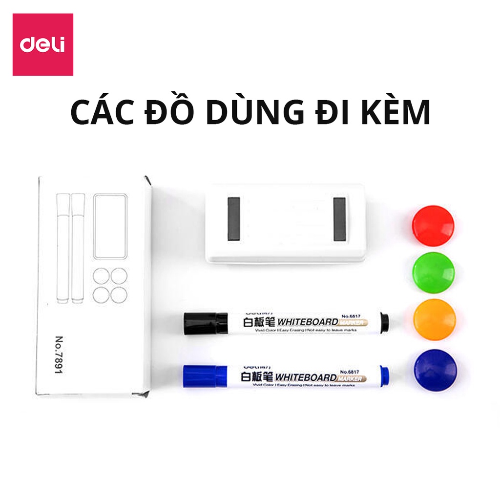 Bảng Từ Trắng Hai Mặt Xoay 360 Độ Có Chân Di Động Chữ H Điều Chỉnh Cao Thấp Deli - Bảng Flipchart - Phù Hợp Trường Học, Văn Phòng - Nhiều Kích Cỡ