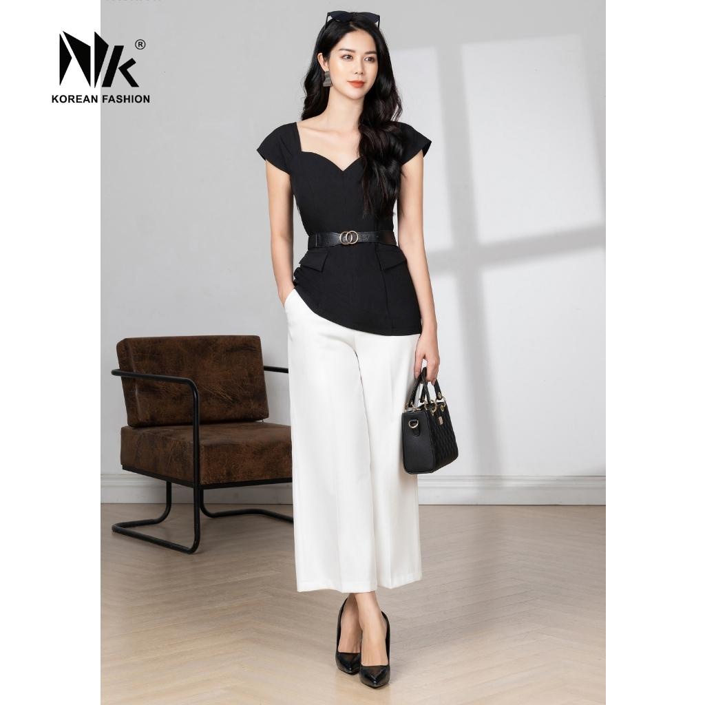Áo Kiểu Nữ Nắp Túi NK Fashion Thiết Kế Phong Cách Hiện Đại, Chất Liệu Vải Cao Cấp, Thoáng Mát NKSM2203003
