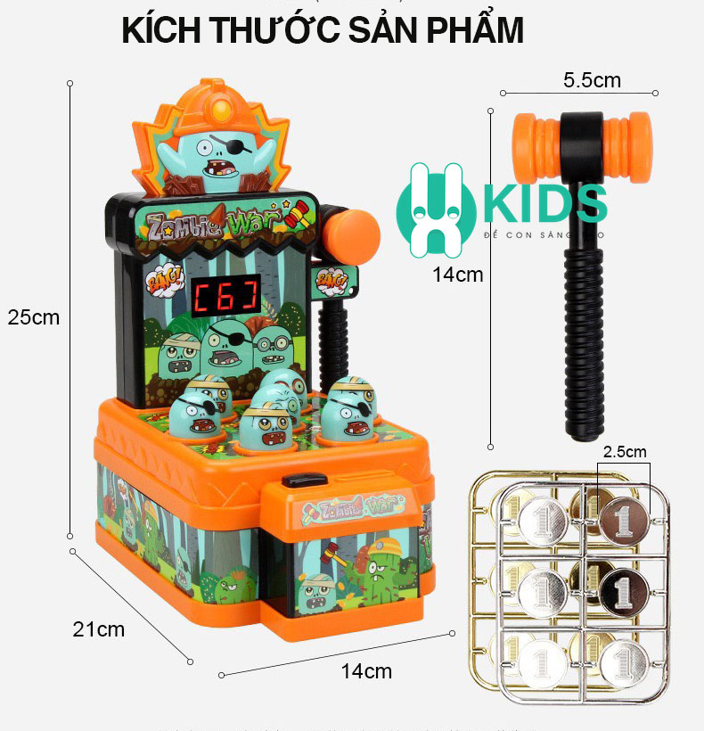 Đồ chơi đập chuột tính điểm đút xu có đèn led nhạc, rèn luyện phản xạ tay mắt và trí thông minh cho bé