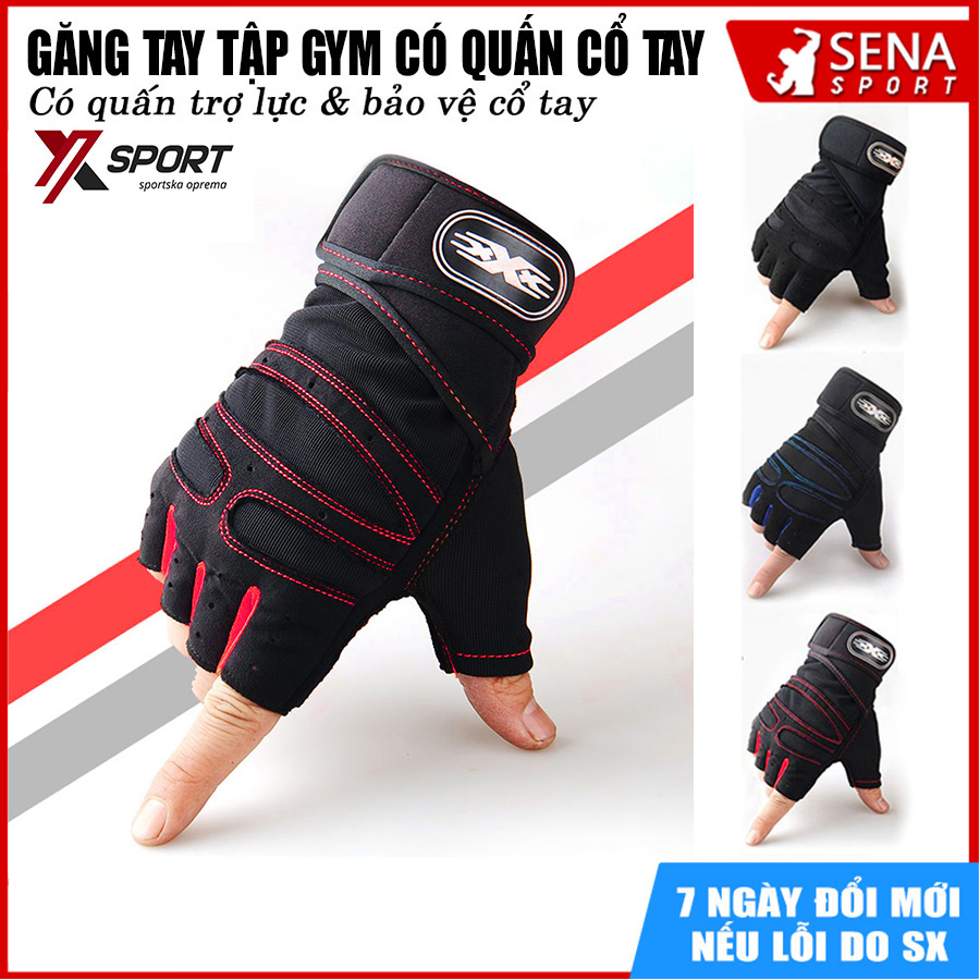 Găng tay tập gym có quấn cổ tay ️FREE SHIP️ Găng tay thể thao XXX có quấn trợ lực cổ tay