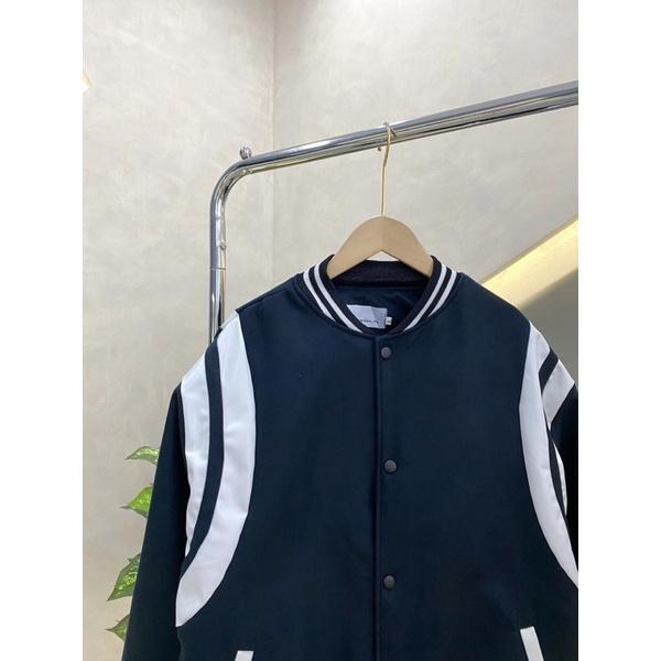 Bomber dạ tay da bomber 2 lớp dày dặn unisex