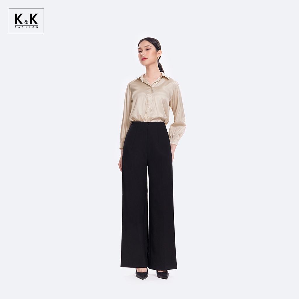 Áo Sơ Mi Nữ Công Sở Tay Dài K&amp;K Fashion ASM11-22 Chất Liệu Lụa Ánh Kim