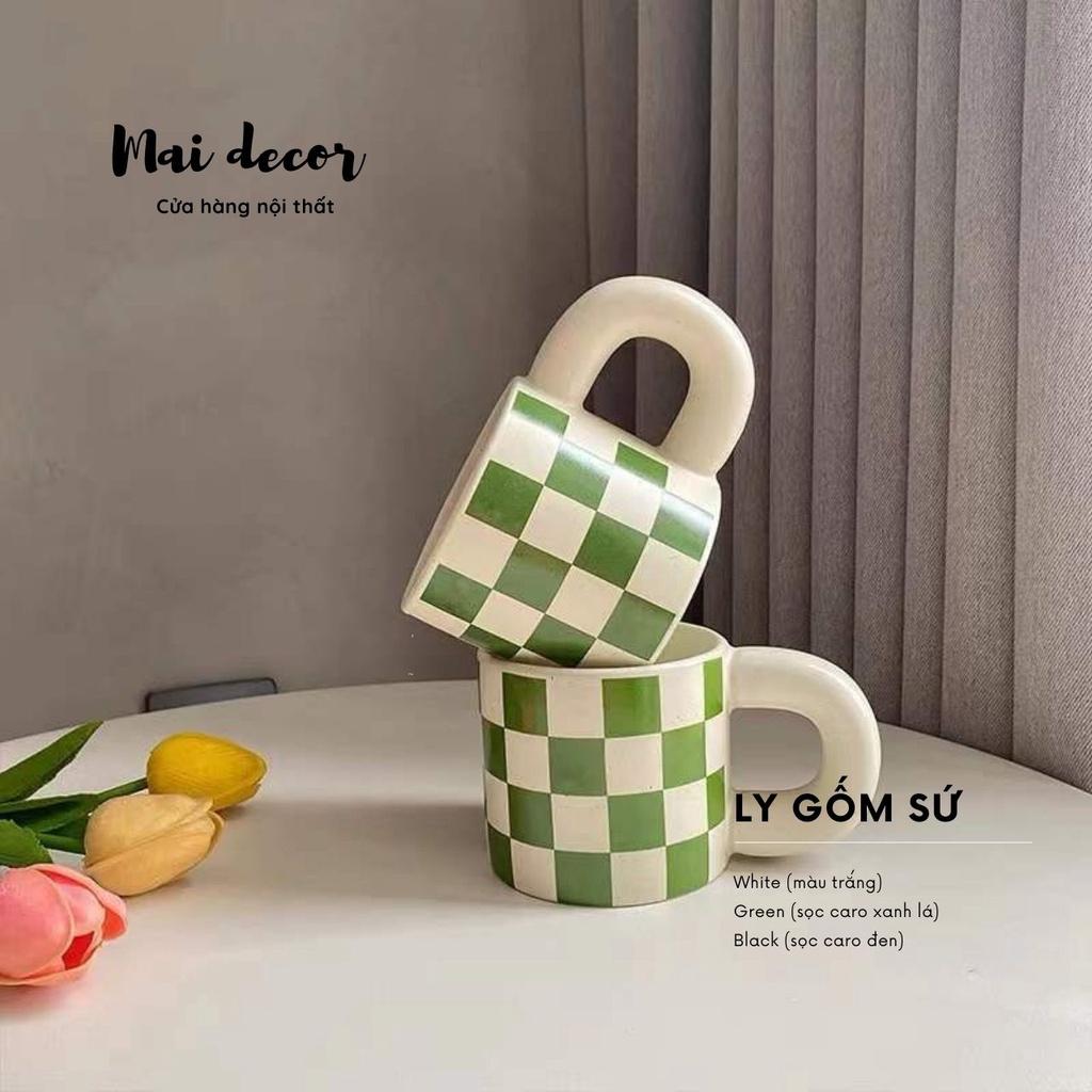 Ly dĩa gốm sứ có quai cao cấp dày dặn, họa tiết trendy phong cách Hàn Quốc Chất liệu ly được nung từ gốm sứ cao cấp, th