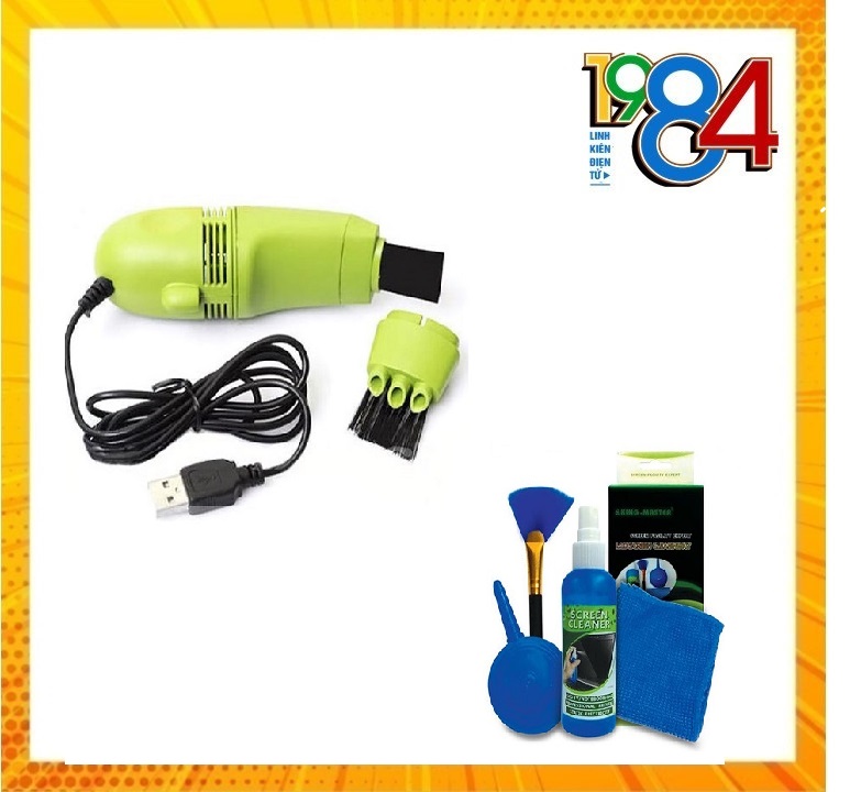 COMBO SIÊU SẠCH SẼ Bộ Vệ Sinh 4 MÓN + Máy Hút Bụi Mini dùng cho Laptop-PC-điện thoại...
