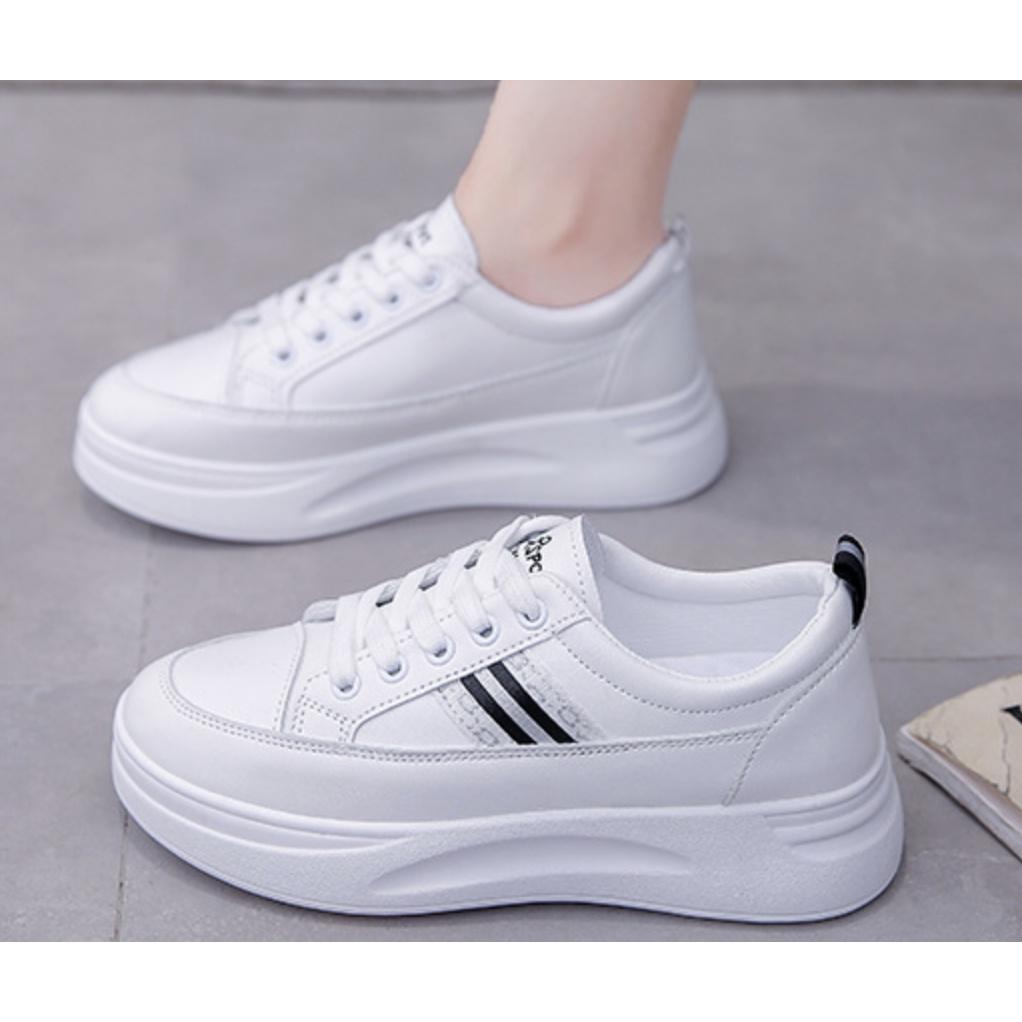 Giày nữ thể thao sneaker đi học đi làm đẹp đế cao big size trắng đen giá rẻ đế độn MS 103