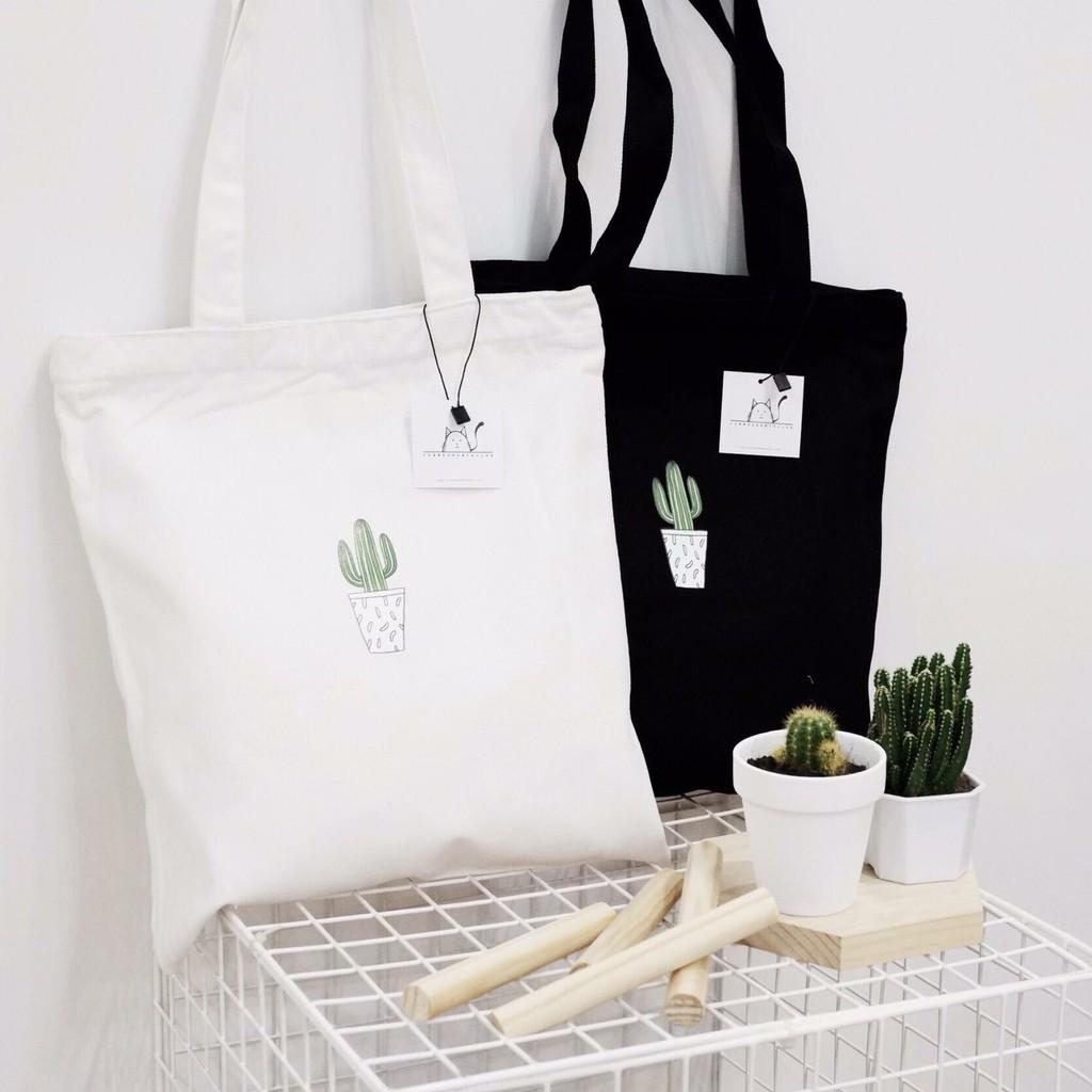 Túi Tote Túi vải canvas hình xương rồng- hàng quảng châu