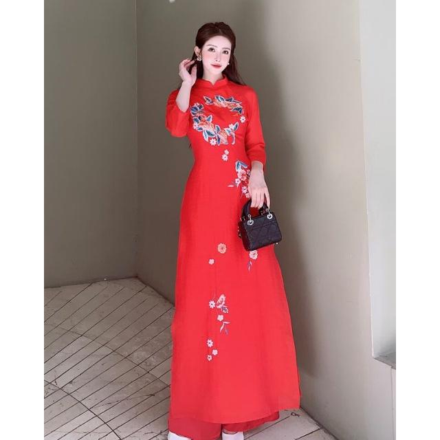 Áo dài cách tân tơ mộc 4 tà cao cấp đẹp sang chảnh. áo dài tết đẹp nhẹ nhàng bay tà hàng thiết kế cao cấp giá rẻ