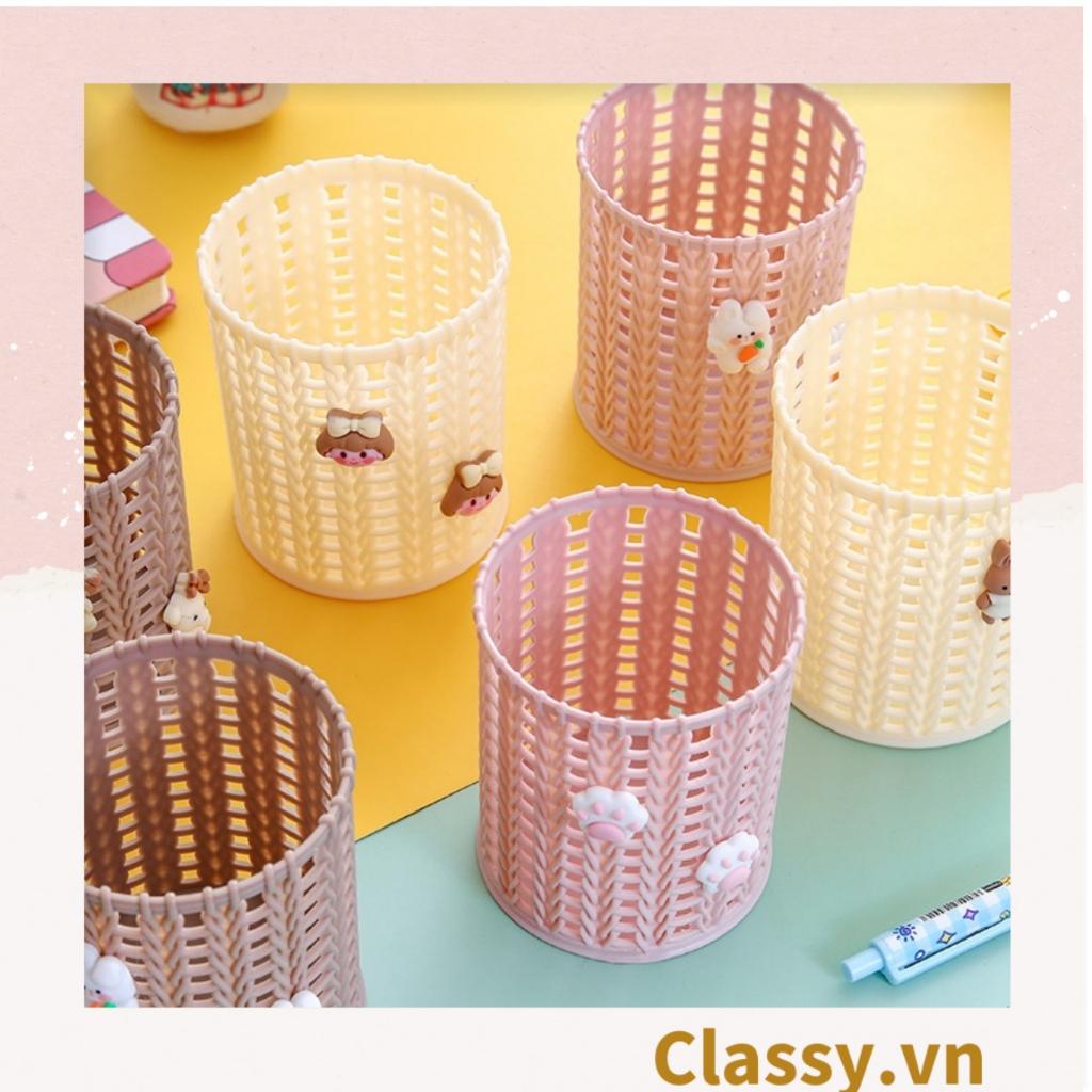 Hộp nhựa lưới Classy Đựng Bút Đựng Viết, Văn Phòng Phẩm màu pastel họa tiết hoạt hình PK938