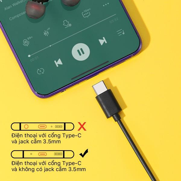 Tai Nghe Nhét Tai ROBOT Cổng Type-C Nghe Nhạc Đàm Thoại Tương Thích Với Các Thiết Bị Android - Hàng Chính Hãng