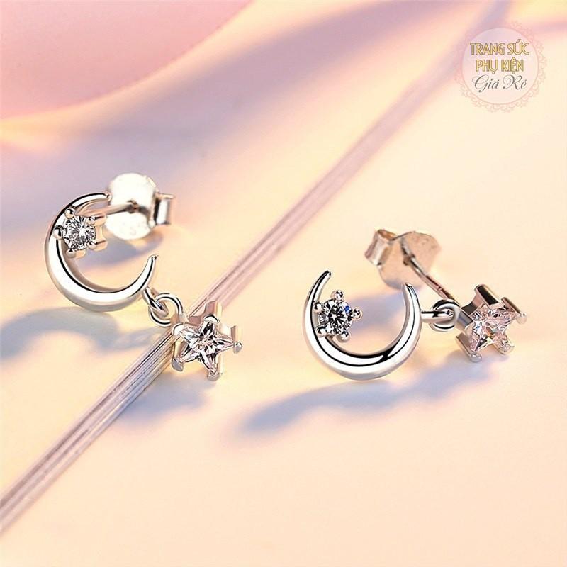 Bông tai trăng sao cực cute HT173, S925 xinh xắn, sale giá rẻ