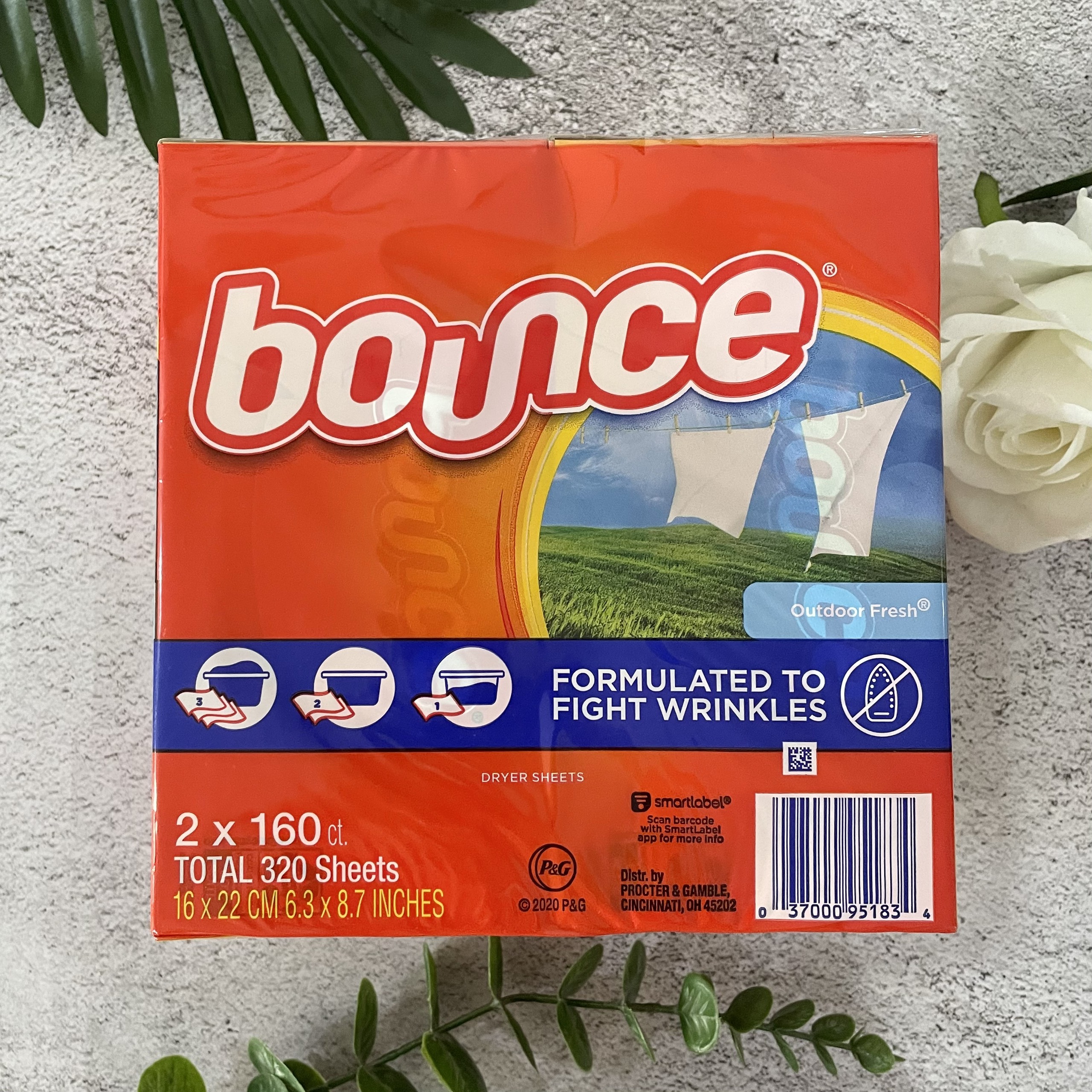 LỐC GIẤY THƠM QUẦN ÁO BOUNCE 160x2 TỜ (TOTAL 320 SHEETS) CỦA MỸ 