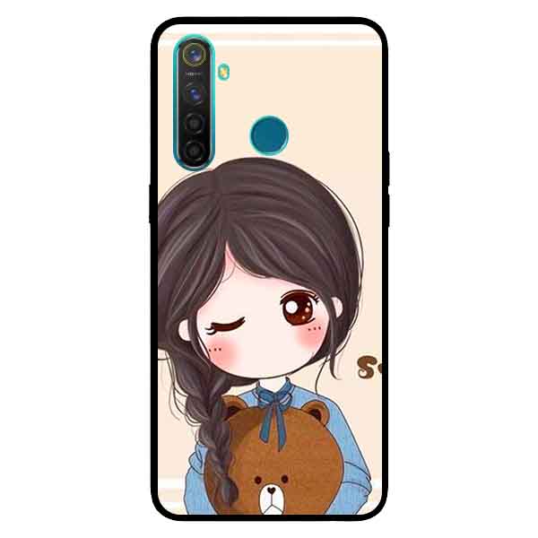 Ốp Lưng in cho Realme 5 Mẫu Nàng Ôm Gấu - Hàng Chính Hãng