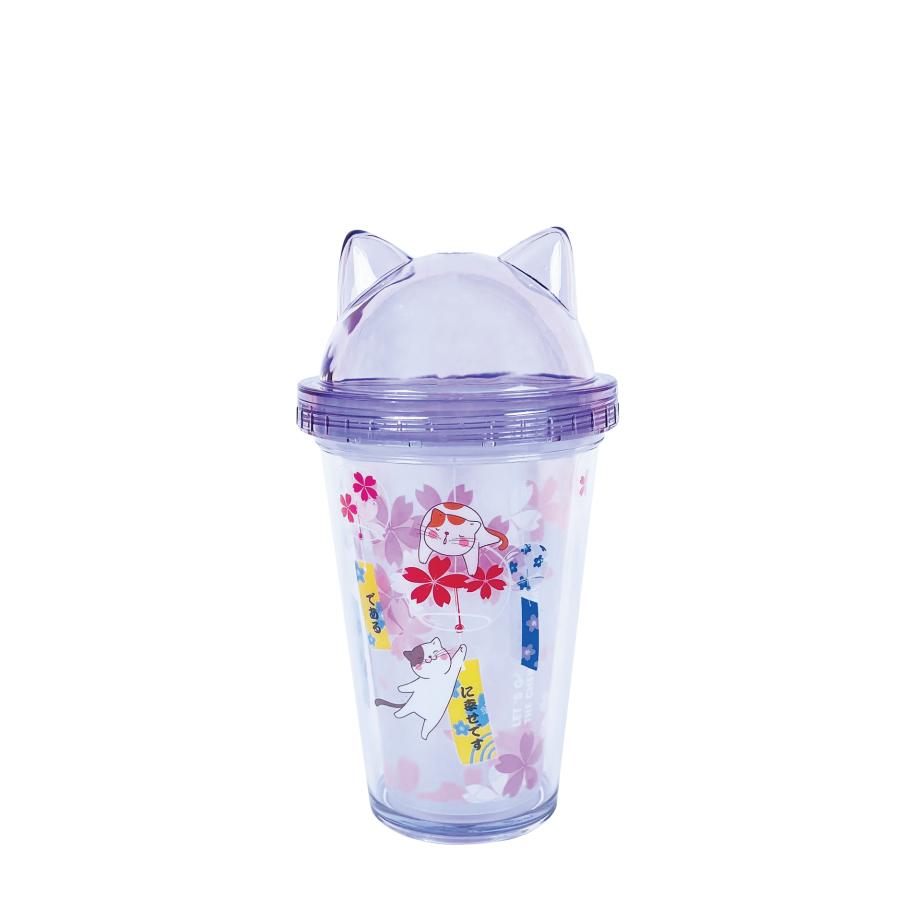 Ly Nhựa Clever Cup Happy Cat Tím  CLEVERHIPPO PCUP07/PURPLE