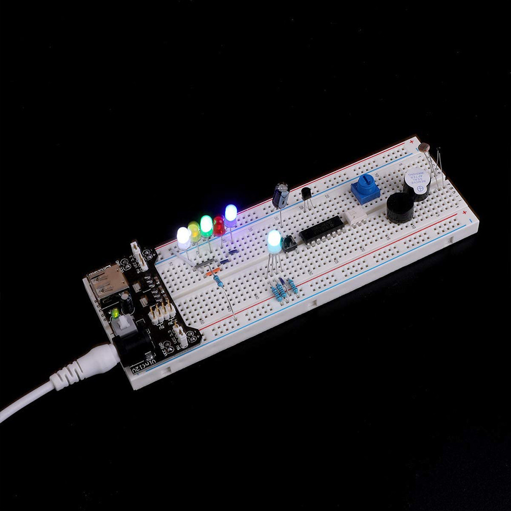 830 Bộ dụng cụ khởi động cơ bản cho Arduino UNO R3 gồm bảng mạch/ dây jumper đèn LED diode mô đun tránh chướng ngại vật