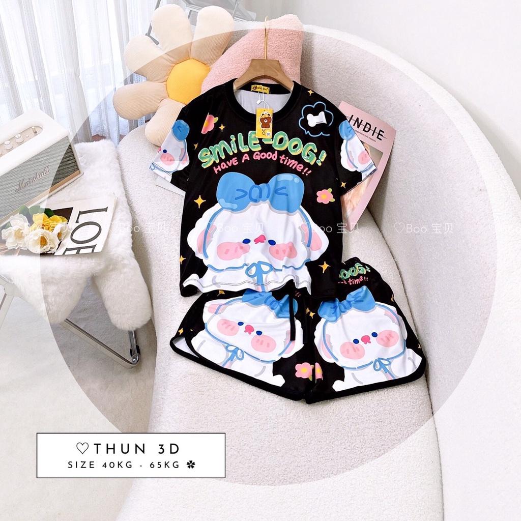 Set Thun Đùi Cotton Mịn In 3D