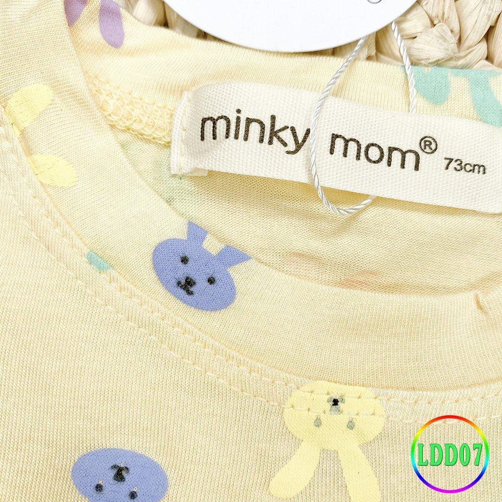 Bộ dài tay thun lạnh in thỏ Minky Mom chất mềm mịn mát cho bé trai bé gái từ 7-32kg