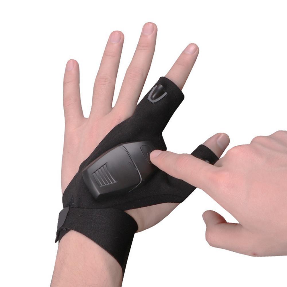 Night Light Waterproof Fishing Gloves with LED Flashlight Rescue Tools Outdoor Gear Supplies CyclingDurable Fingerless Gloves