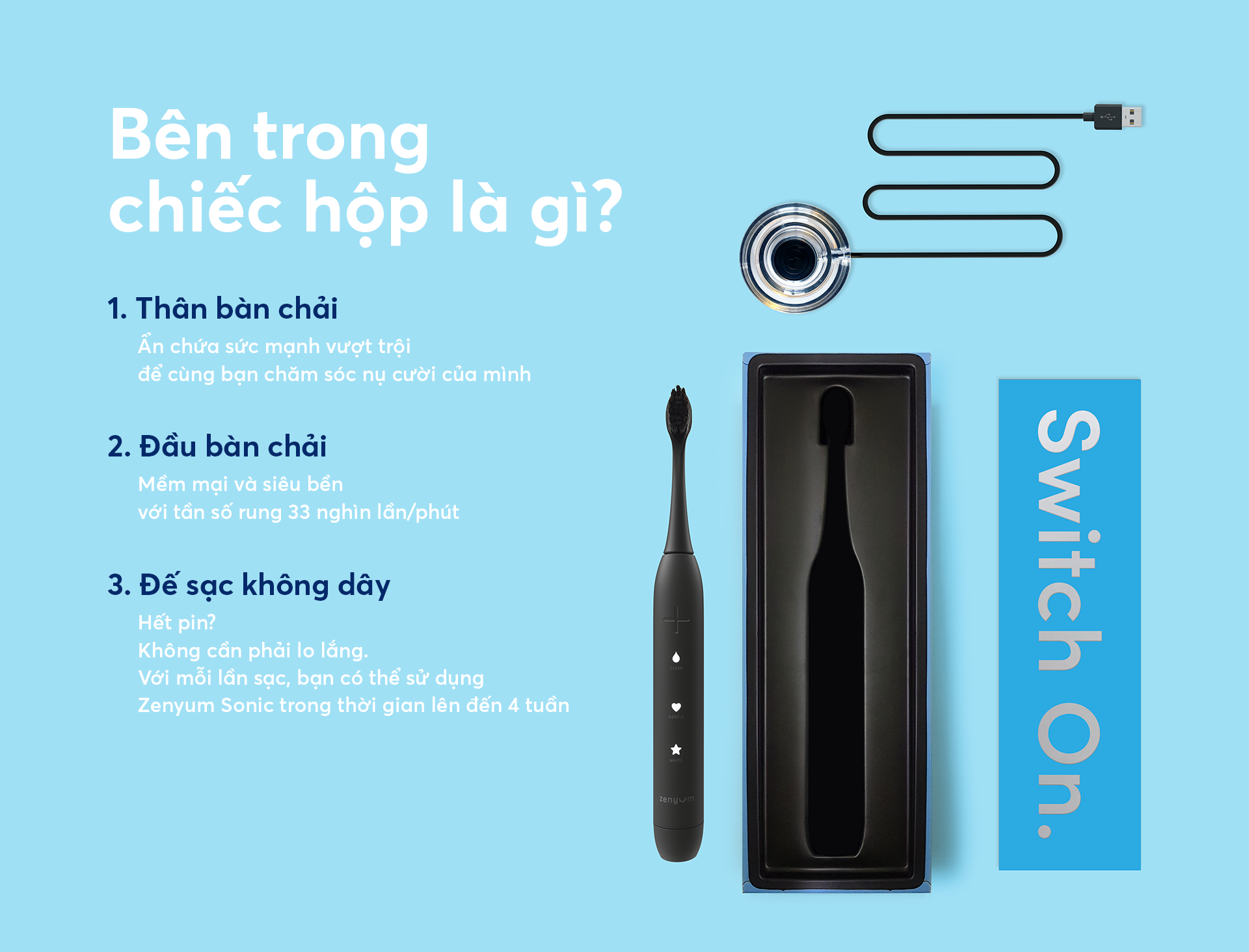 Bộ Bàn Chải Đánh Răng Điện Zenyum Sonic T11 & 3 Đầu Thay Thế TB14A - Công Nghệ Singapore