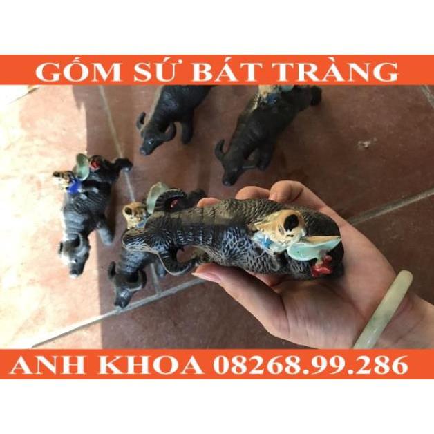 Mục đồng cưỡi trâu thổi sáo - Gốm sứ Bát Tràng Anh Khoa