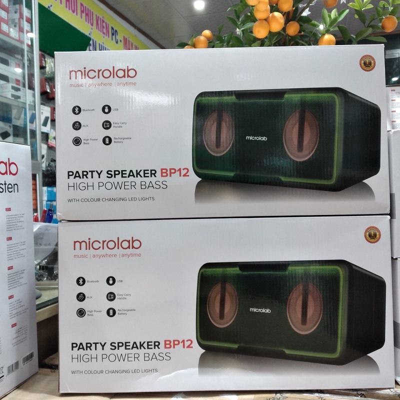 Loa Microlab BP12 Loa 2.0 Kết Nối Bluetooth/USB/Micro Có Đèn LED - Hàng Chính Hãng