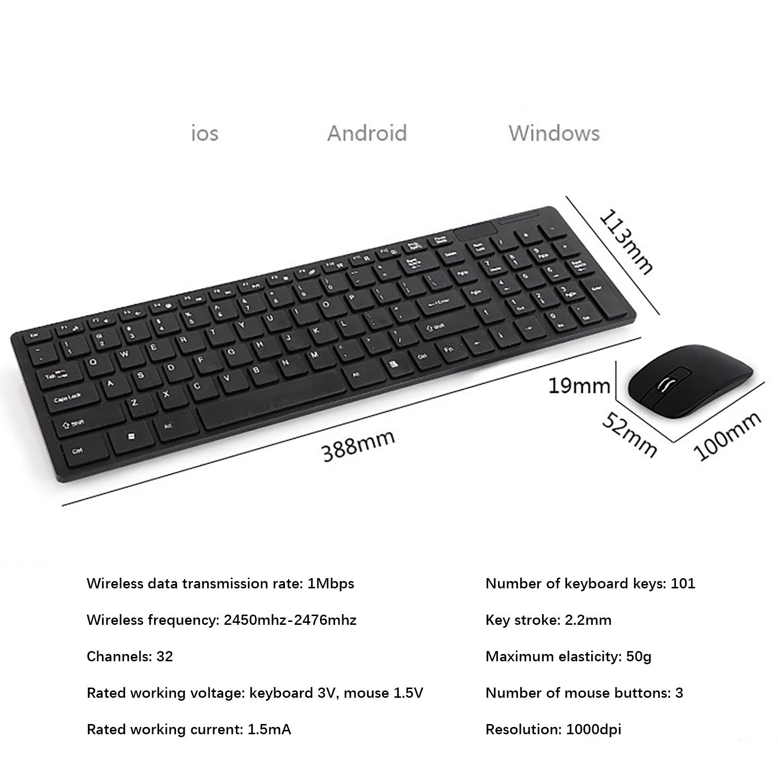HK-06 Cực Im Lặng 2.4GHz Không Dây Bàn Phím Và Chuột 1600DPI Có Thể Điều Chỉnh Bàn Phím Chơi Game Chuột Cho Gia Đình văn Phòng Trang Sức Giọt