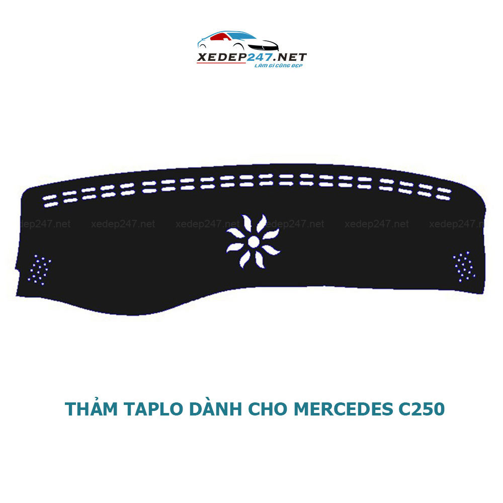 Thảm Taplo dành cho xe Mercedes C250 chất liệu Nhung, da Carbon, da vân gỗ