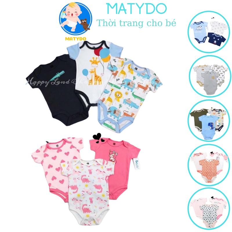 Set 3 body cộc tay cotton MATYDO bodysuit Beliti bộ đồ liền thân cho bé trai và bé gái BD02