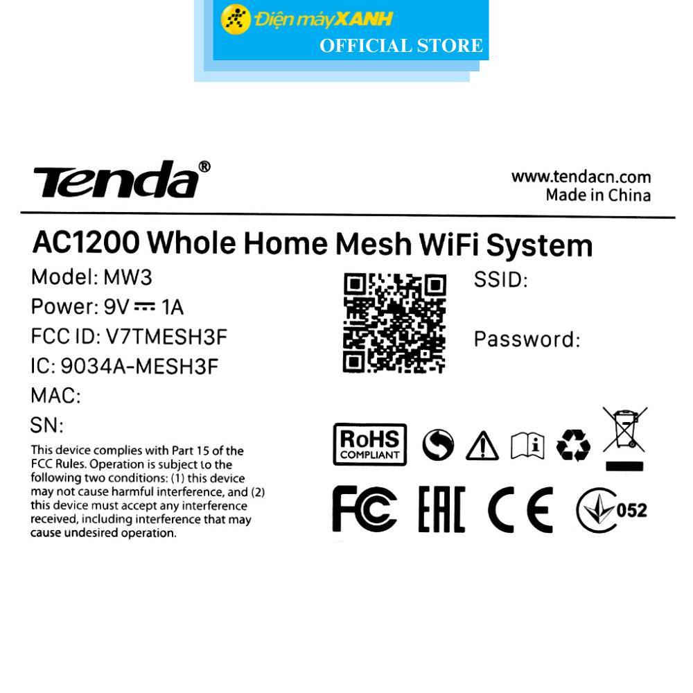 Router Wifi Mesh Chuẩn AC1200 Tenda MW3 - Hàng Chính Hãng