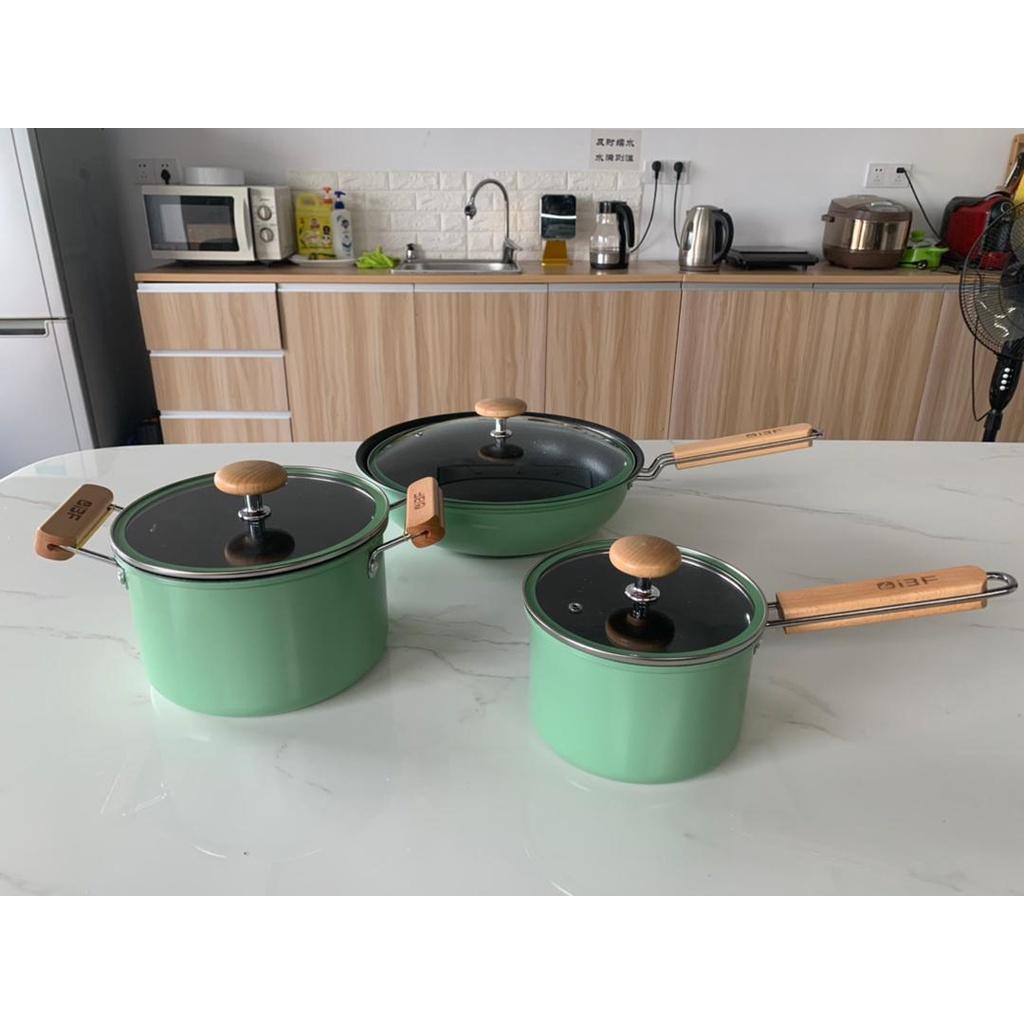 Seoulcook Luxury – Bộ 3 món nồi chảo đáy từ cao cấp Hàn Quốc, chống dính vân đá an toàn cho sức khỏe.