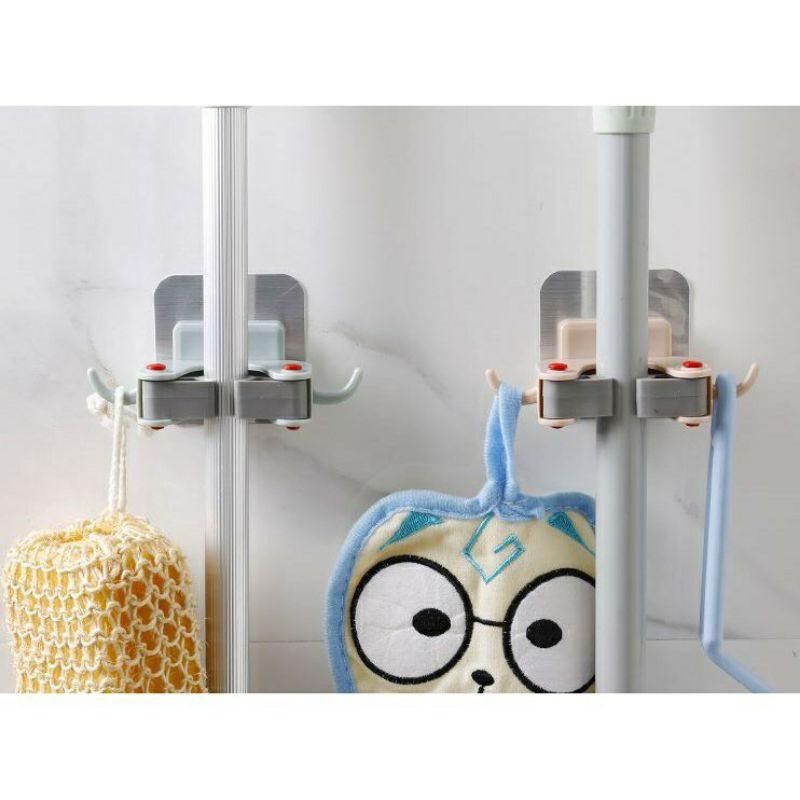 Móc Kẹp Cây Lau Nhà Dán Tường Có Móc Đa Năng Chịu Lực Chắc Chắn