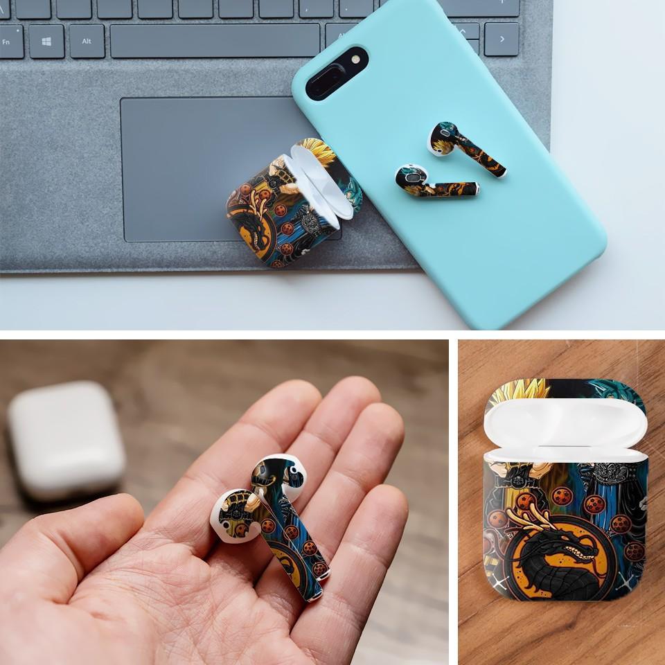 Miếng dán skin cho AirPods in hình Songoku Dragon Ball - 7vnr036 (AirPods ,1 2, Pro, TWS, i12)