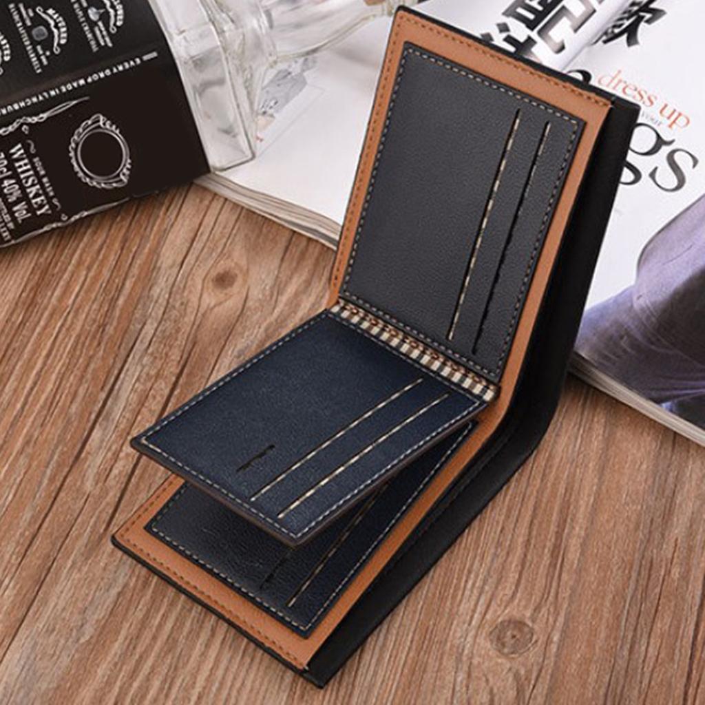 Leather Men Women Wallet Bifold Credit Card Holder Light Coffee