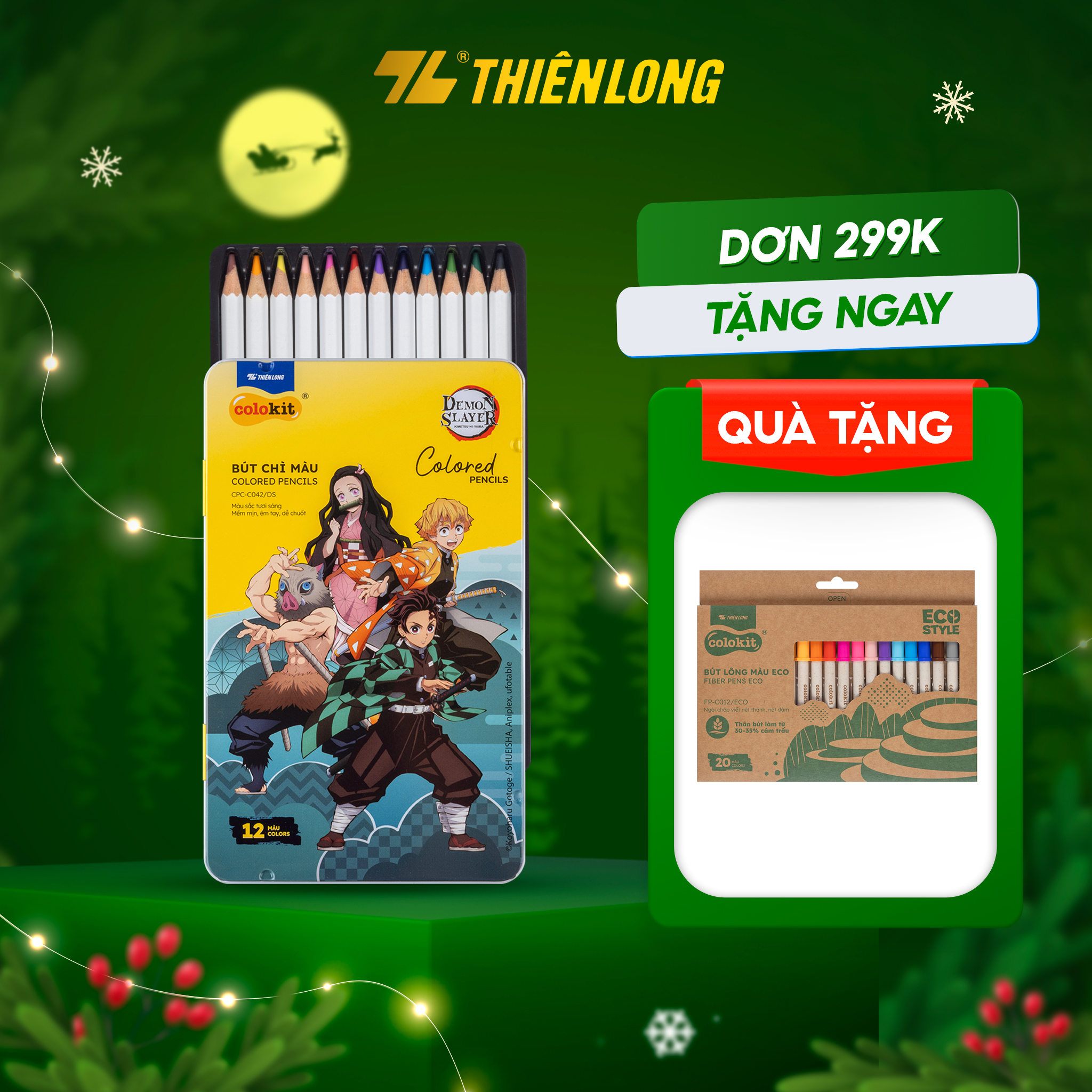 Bút chì 12/24 màu Colored Pencils - Thiên Long Colokit - Phiên bản Demon Slayer