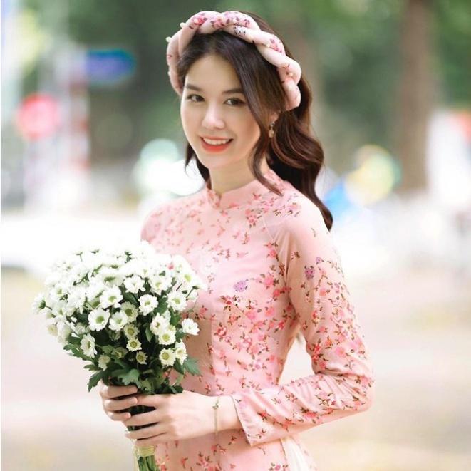 Áo Dài Hoa Nhí 4 Tà Truyền Thống Cho Các Nàng Đi Chụp Ngoại Cảnh , Đi Lễ , Đi Hội - Mã A16