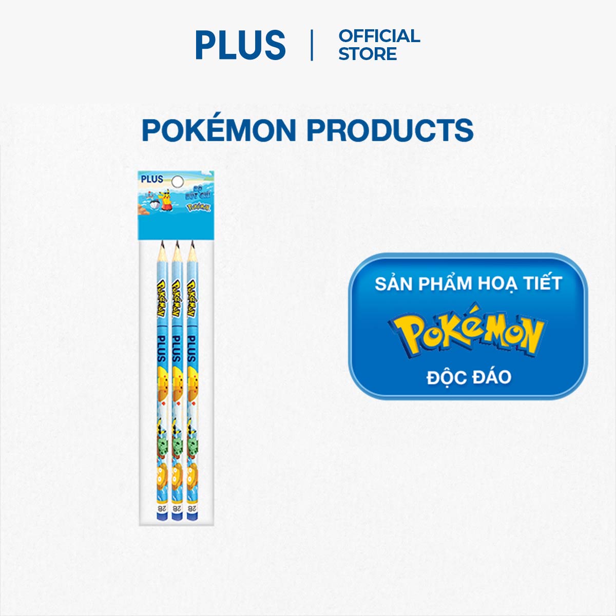 Combo 3 Cây Bút Chì Pokemon PLUS Màu Xanh Dương