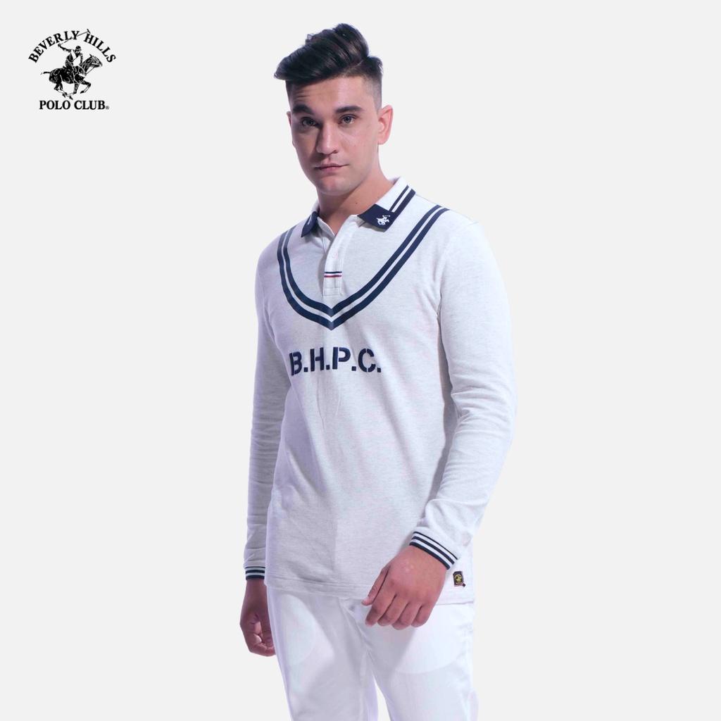 Áo polo Áo polo dài tay Nam Beverly Hills Polo Club Slim Fit Xám melange phối navy đậm GMM3- PMSLW21TL032