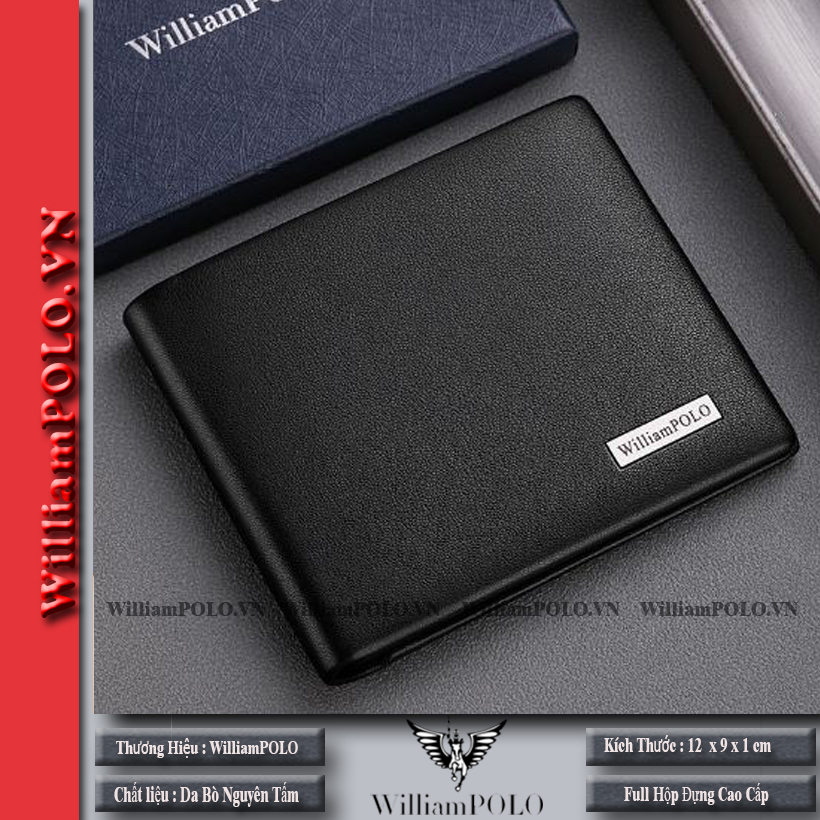 Ví da nam . ví nam cao cấp Full hộp WilliamPOLO - V27